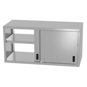 INOXI Wandkast RVS Dubbelzijdig + Schuifdeuren + 1 Tussenschap 800X300X600(h)mm