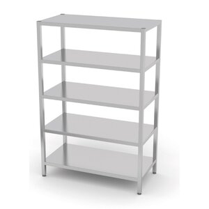 INOXI Stainless steel storage rack with 5 solid shelves | 1100x500x(h)1800 mm