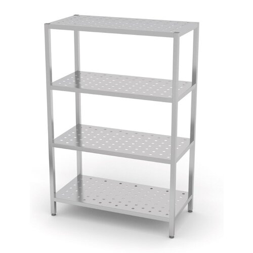INOXI RVS Voorraadrek geperforeerd - 4 Schappen 1200X400X1800(h)mm