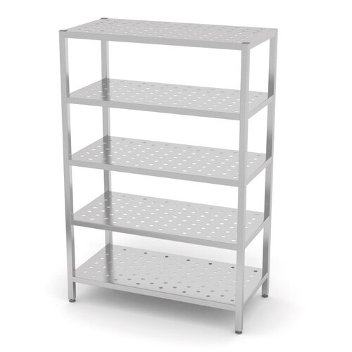 INOXI RVS Voorraadrek geperforeerd - 5 Schappen 700X400X1800(h)mm