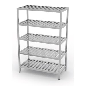 INOXI Stainless steel storage rack with 5 grating shelves | 600x500x(h)1800 mm
