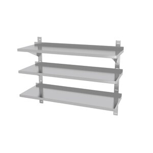 INOXI Stainless steel hanging shelf with three adjustable shelves - with two brackets | 1400x300x(h)875 mm