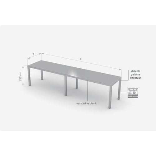 INOXI RVS Etagère 1 laag 1700(b)X400(d)X350(h)mm
