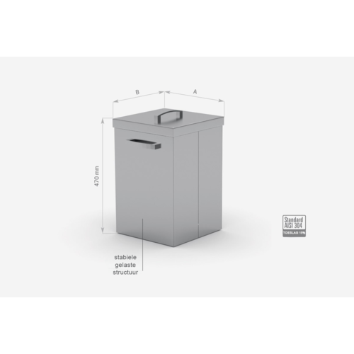 INOXI Prullenbak met deksel 500(b)X500(d)X600(h)mm