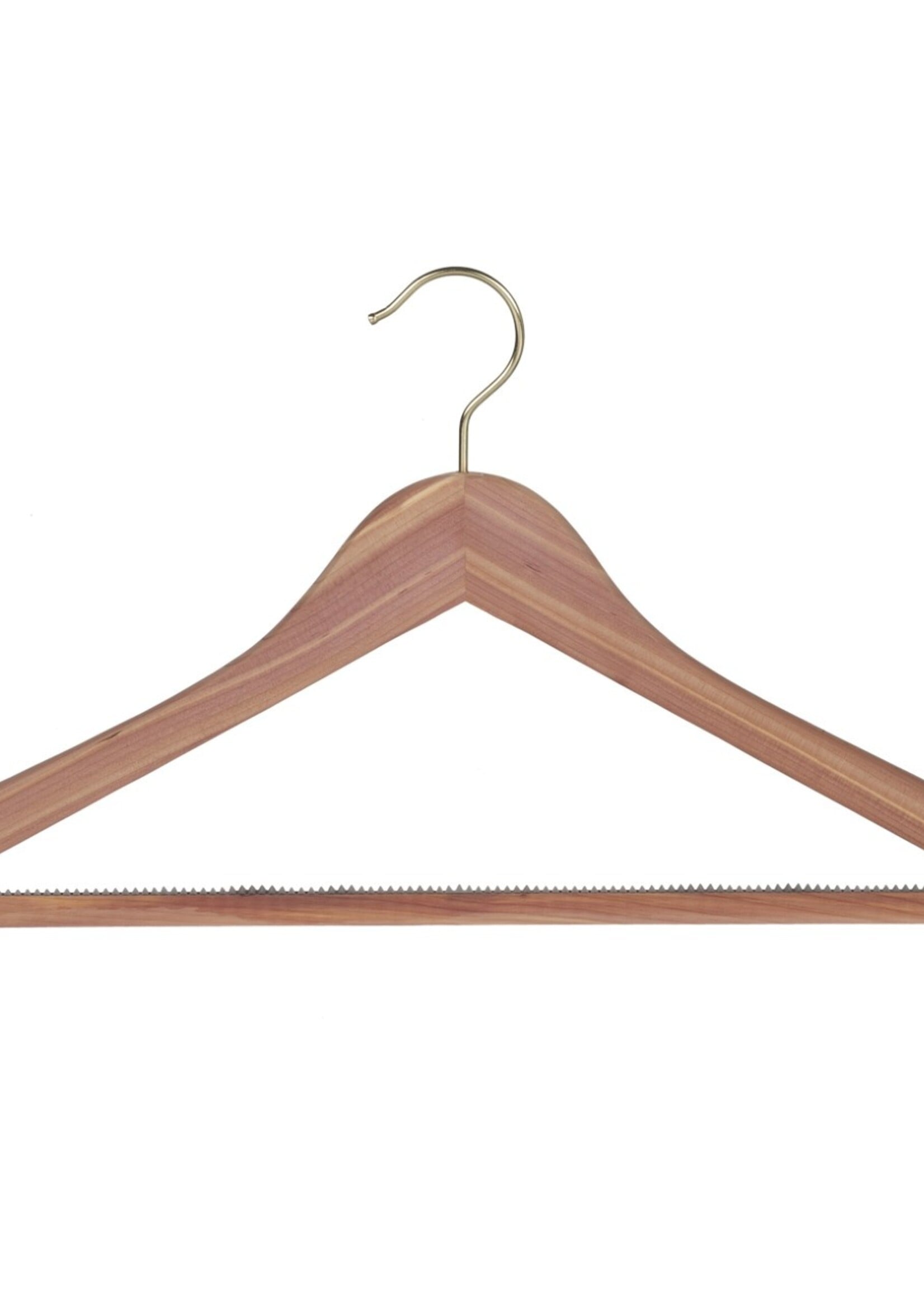 Kledinghanger - Volwassenen - Z156/45HR - 50 Stuks - Blousehanger - Shirthanger - Anti Motten - Cederhout - Ongelakt - Rokinkepingen - Anti-slip Broeklat - Messinghaak - 45 cm - Kleerhanger