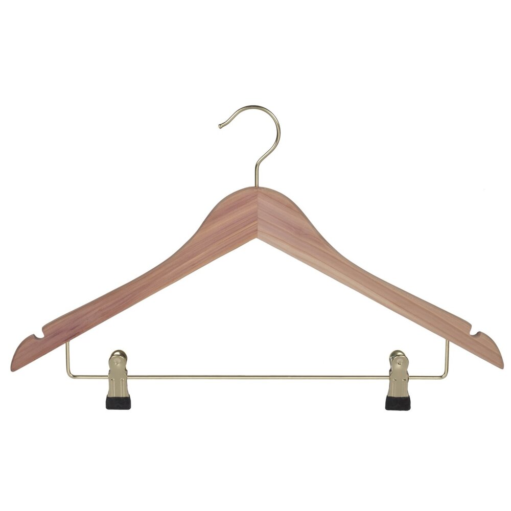 Kledinghanger - Volwassenen - Z146/45HC - 50 Stuks - Blousehanger - Shirthanger - Anti Motten - Cederhout - Ongelakt - Rokinkepingen - Anti-slip Knijpers - Messinghaak - 45 cm - Kleerhanger
