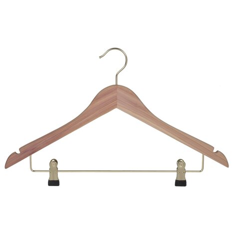 Kledinghanger - Volwassenen - Z146/45HC - 50 Stuks - Blousehanger - Shirthanger - Anti Motten - Cederhout - Ongelakt - Rokinkepingen - Anti-slip Knijpers - Messinghaak - 45 cm - Kleerhanger