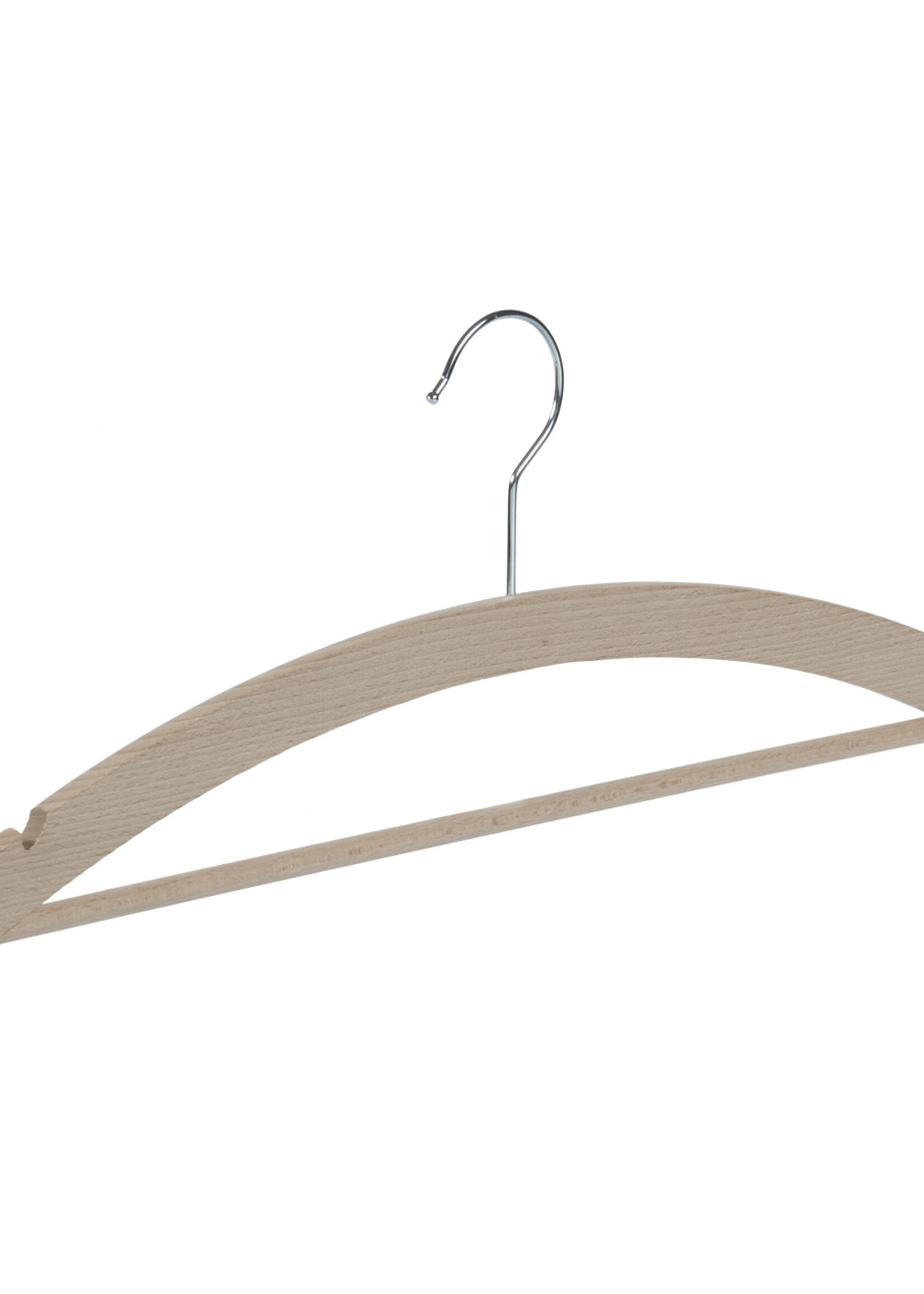 Kledinghanger - Volwassenen - 1511-42H - 10 Stuks - Blousehanger - Shirthanger - Beukenhout - Naturel Ongelakt - Rokinkepingen en Broeklat - 42 cm - Kleerhanger
