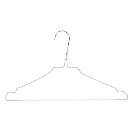 Draadhanger - Stomerijhanger - Volwassenen - 404-24 - 100 Stuks - metaal - Wit - Rokinkepingen - 41 cm - Ø 2,4 mm - Kledinghanger - Kleerhanger Draadhanger - Stomerijhanger - Volwassenen - 404-24 - 100 Stuks - metaal - Wit - Rokinkepingen - 41 cm - Ø 2,4 mm - Kledinghanger - Kleerhanger