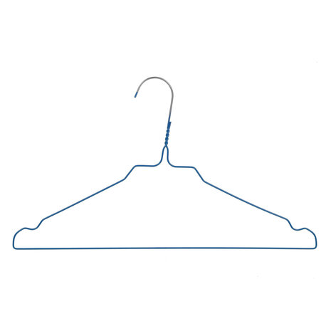 Draadhanger - Stomerijhanger - Volwassenen - 404-24 - 100 Stuks - metaal - Blauw - Rokinkepingen - 41 cm - Ø 2,4 mm - Kledinghanger - Kleerhanger Draadhanger - Stomerijhanger - Volwassenen - 404-24 - 100 Stuks - metaal - Blauw - Rokinkepingen - 41 cm - Ø 2,4 mm - Kledinghanger - Kleerhanger