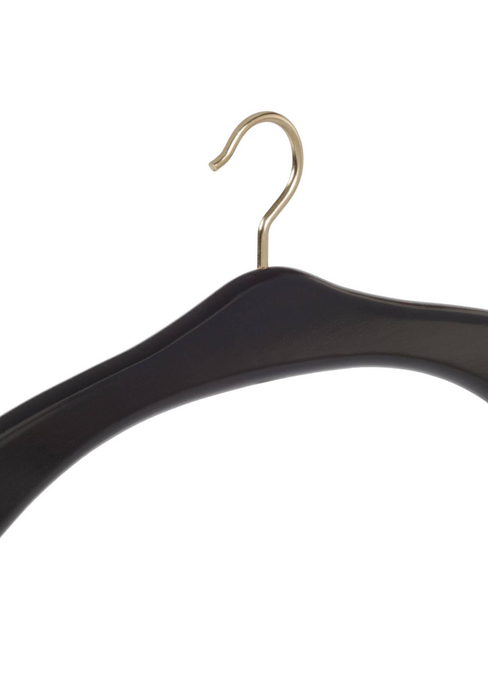 Garderobehanger - Jassenhanger - 506-52 - 6 Stuks - Zwart - Gelakt - Beukenhout - Messinghaak - 45 cm - Kledinghanger - Kleerhanger