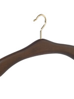 Garderobehanger - Jassenhanger - 506-52 - 10 Stuks - Bruin - Walnoten Gebeitst - Beukenhout - Messinghaak - 45 cm - Kledinghanger - Kleerhanger