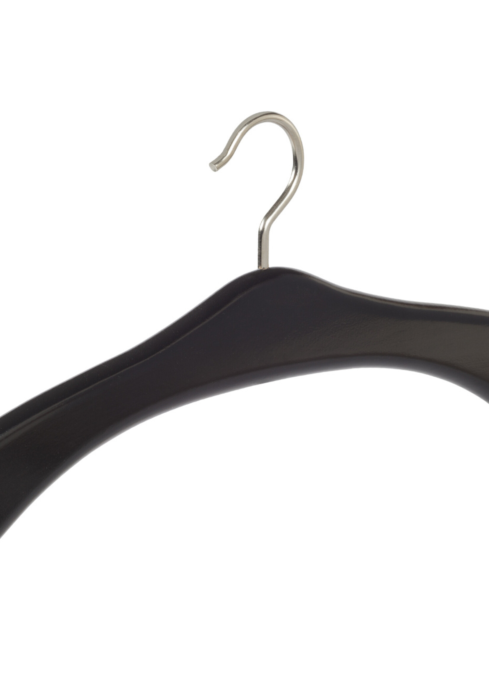 Garderobehanger - Jassenhanger - 506-58 - 12 Stuks - Zwart - Gelakt - Beukenhout - Chromehaak - 45 cm - Kledinghanger - Kleerhanger