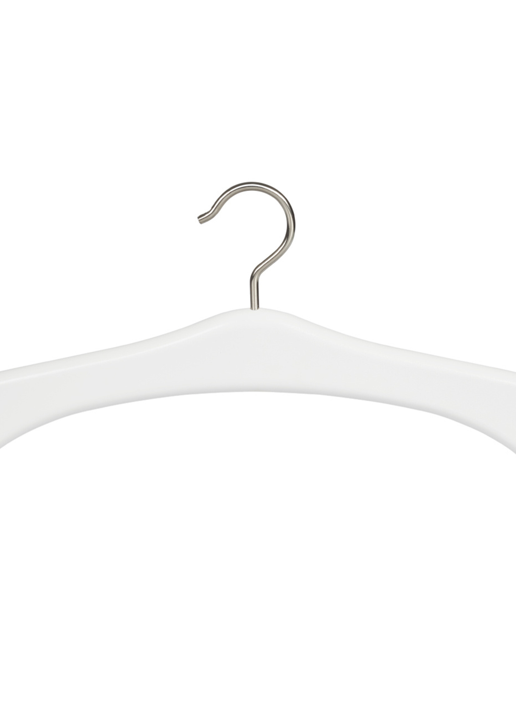 Garderobehanger - Jassenhanger - 506-58 - 12 Stuks - Wit - Gelakt - Beukenhout - Chromehaak - 45 cm - Kledinghanger - Kleerhanger
