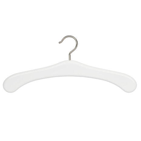 Garderobehanger - Jassenhanger - 506-58 - 6 Stuks - Wit - Gelakt - Beukenhout - Chromehaak - 45 cm - Kledinghanger - Kleerhanger Garderobehanger - Jassenhanger - 506-58 - 6 Stuks - Wit - Gelakt - Beukenhout - Chromehaak - 45 cm - Kledinghanger - Kleerhanger