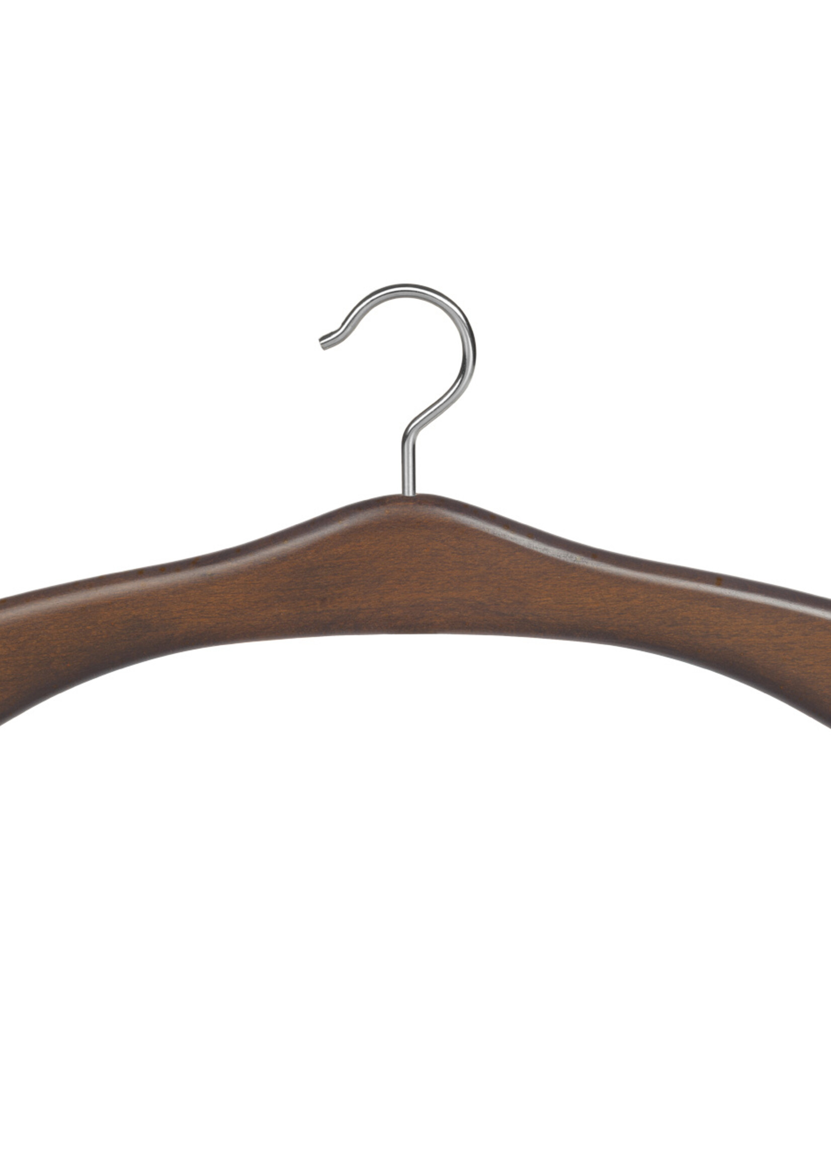 Garderobehanger - Jassenhanger - 506-58 - 6 Stuks - Bruin - Walnoten Gebeitst - Beukenhout - Chromehaak - 45 cm - Kledinghanger - Kleerhanger
