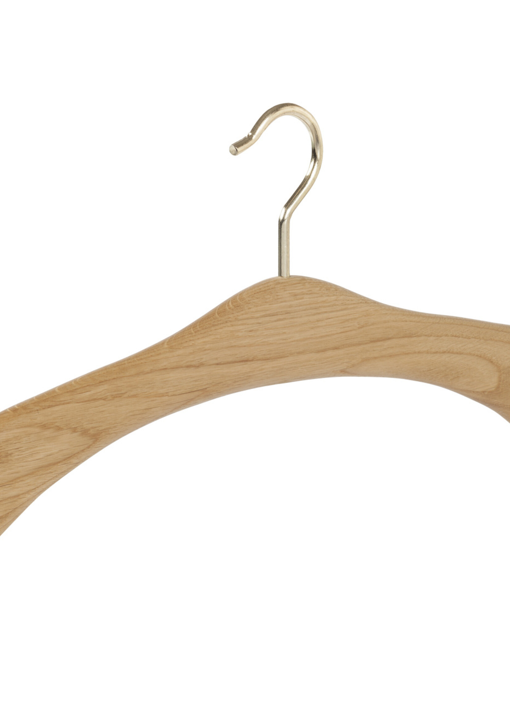 Garderobehanger - Jassenhanger - 506EH-52 - 8 Stuks - Bruin - Naturel Gelakt - Eikenhout - Messinghaak - 45 cm - Kledinghanger - Kleerhanger