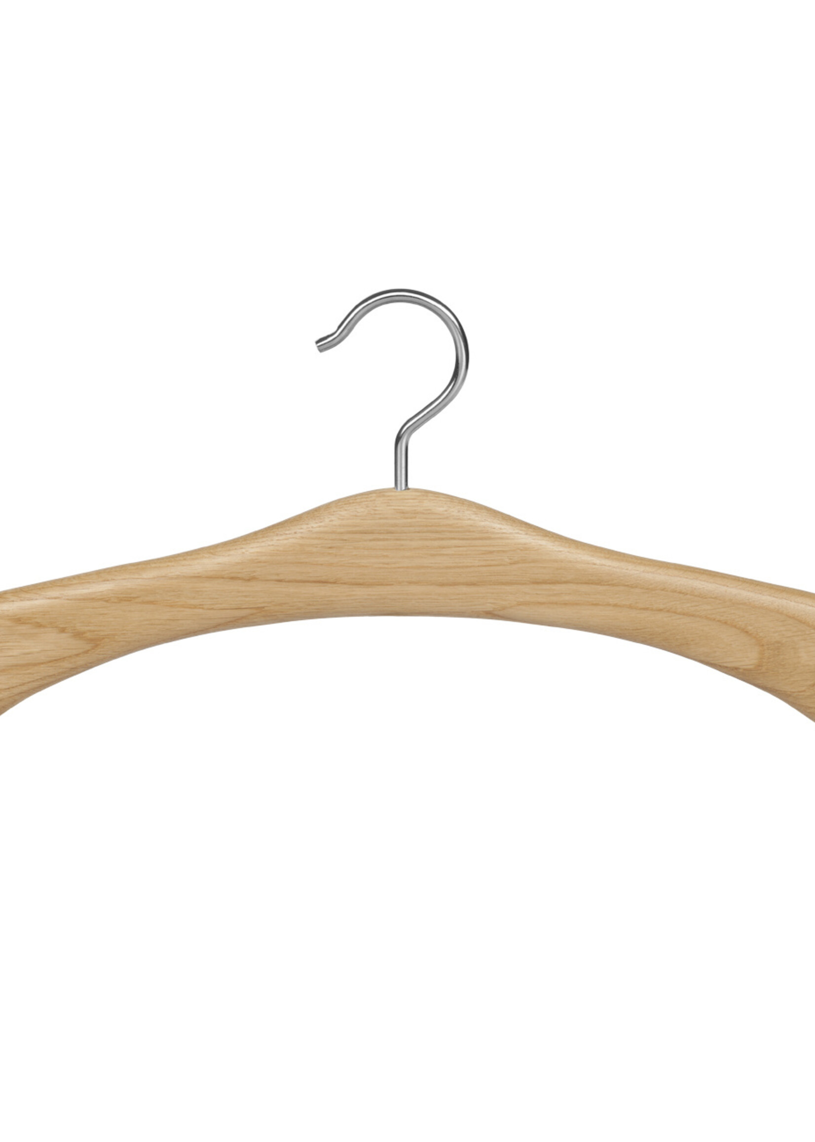 Garderobehanger - Jassenhanger - 506EH-58 - 12 Stuks - Bruin - Naturel Gelakt - Eikenhout - Chromehaak - 45 cm - Kledinghanger - Kleerhanger