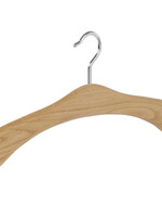 Garderobehanger - Jassenhanger - 506EH-58 - 24 Stuks - Bruin - Naturel Gelakt - Eikenhout - Chromehaak - 45 cm - Kledinghanger - Kleerhanger