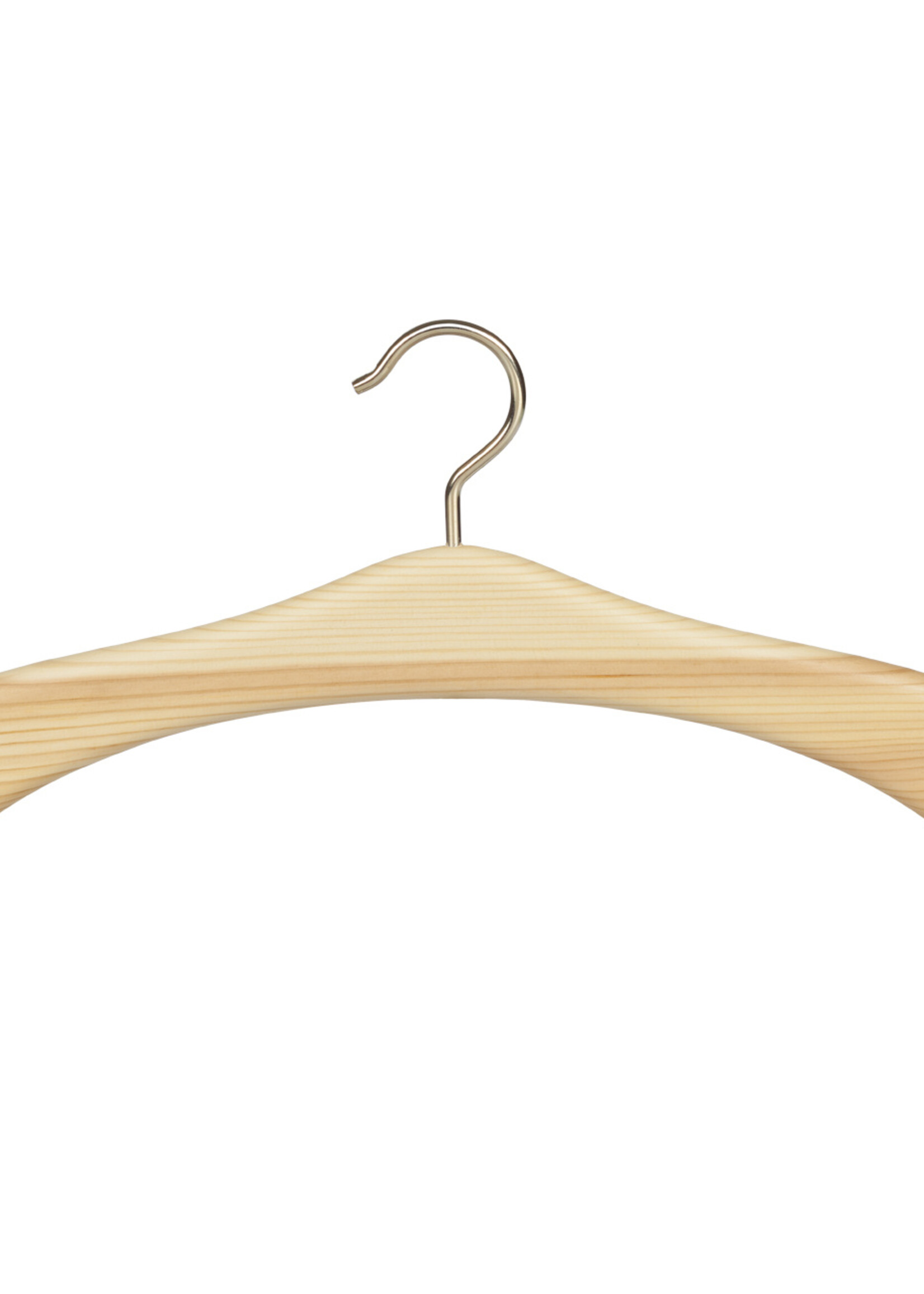 Garderobehanger - Jassenhanger - 506K-52 - 10 Stuks - Bruin - Naturel Gelakt - Grenenhout - Messinghaak - 45 cm - Kledinghanger - Kleerhanger