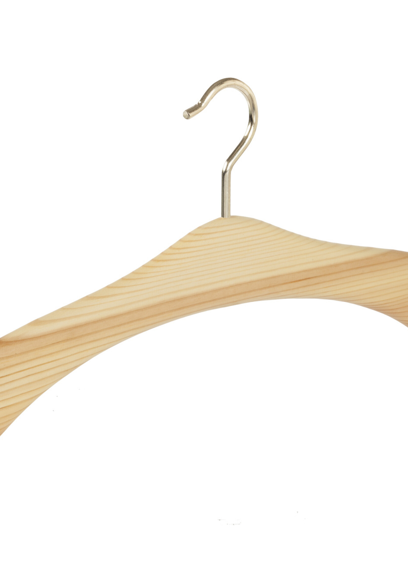 Garderobehanger - Jassenhanger - 506K-52 - 8 Stuks - Bruin - Naturel Gelakt - Grenenhout - Messinghaak - 45 cm - Kledinghanger - Kleerhanger