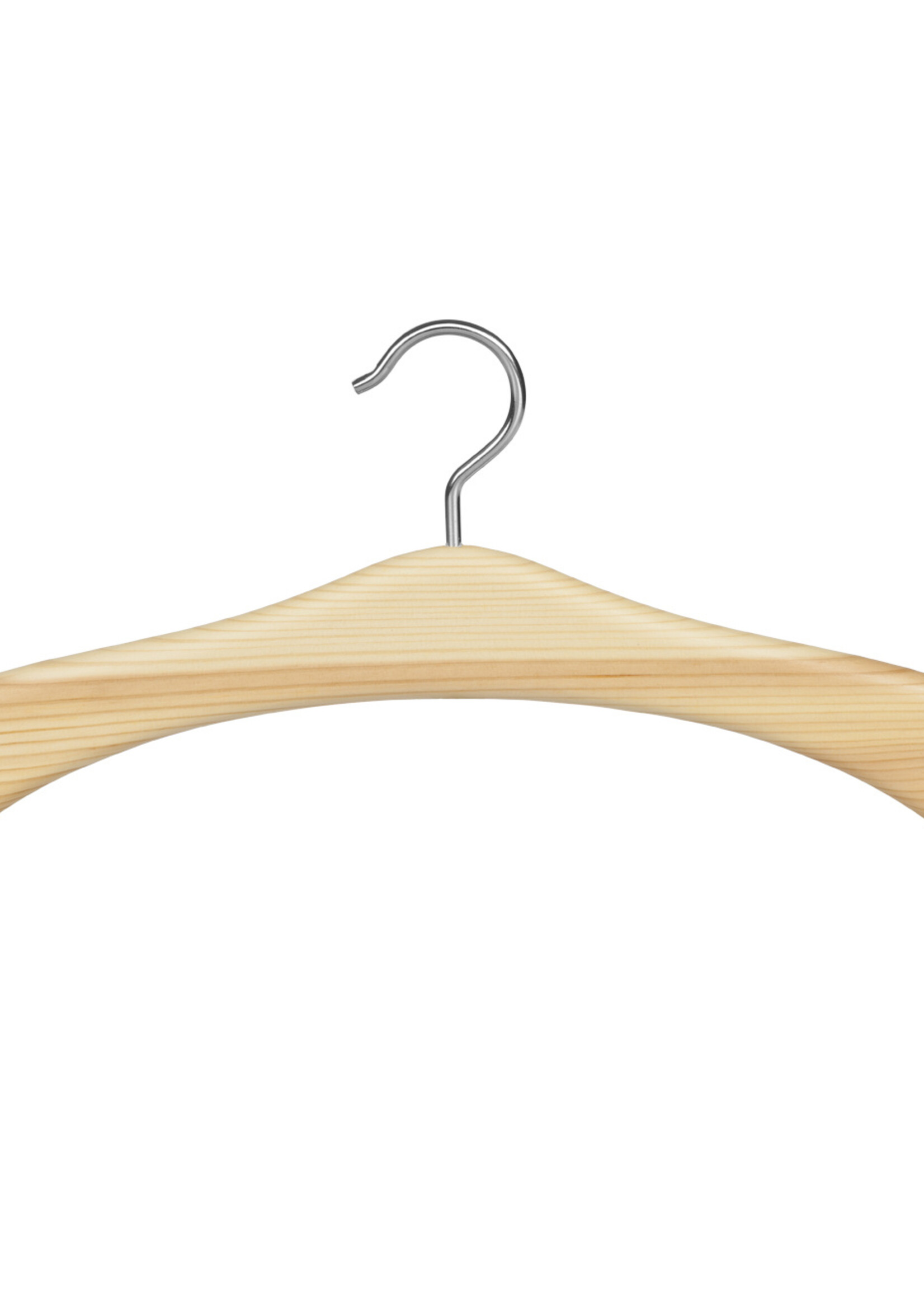 Garderobehanger - Jassenhanger - 506K-58 - 6 Stuks - Bruin - Naturel Gelakt - Grenenhout - Chromehaak - 45 cm - Kledinghanger - Kleerhanger
