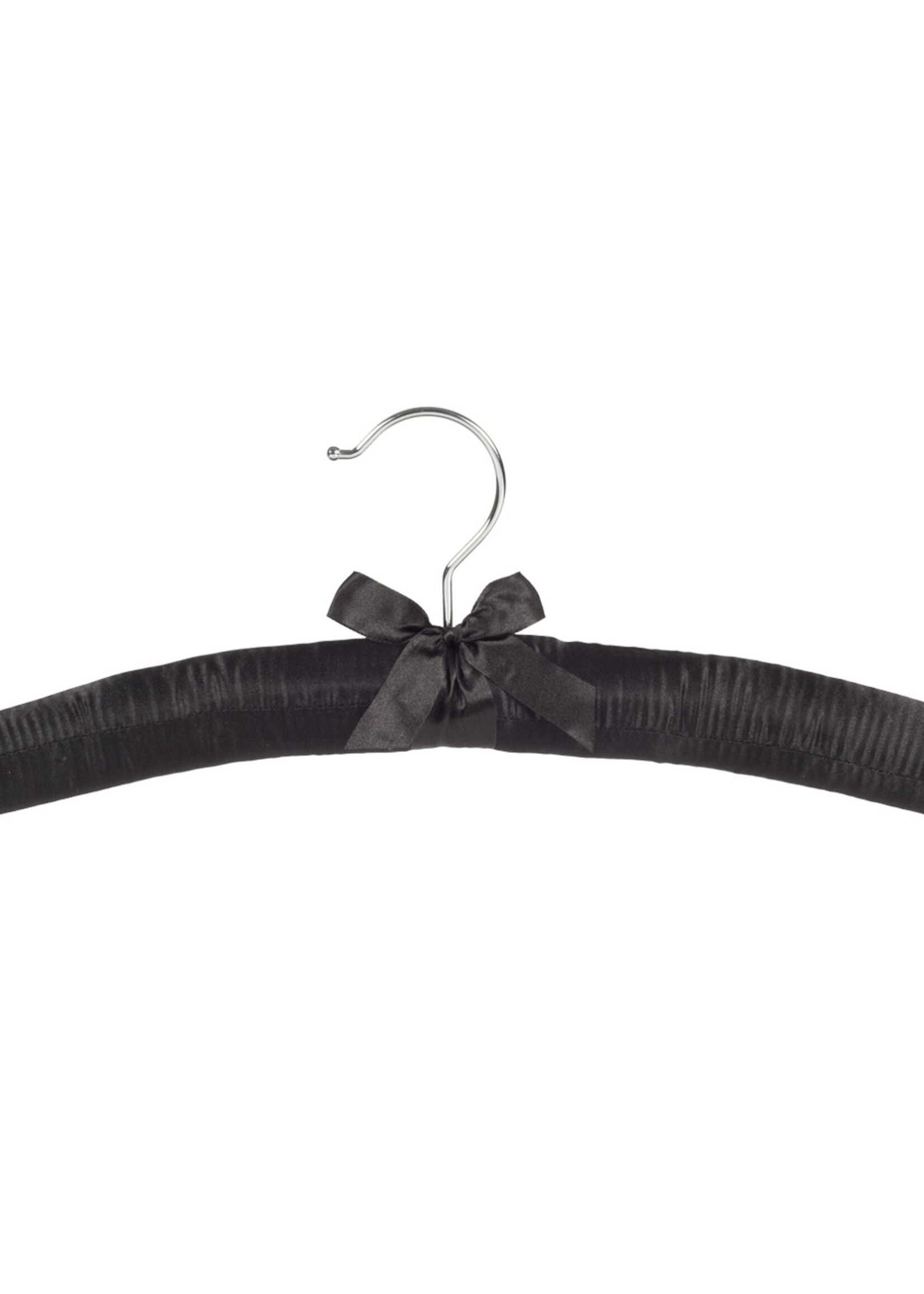 Kledinghanger - Satijnhanger - Volwassenen - 5103 - 20 Stuks - Blousehanger - Shirthanger - Satijn - Zwart - Chromehaak - 38 cm - Kleerhanger
