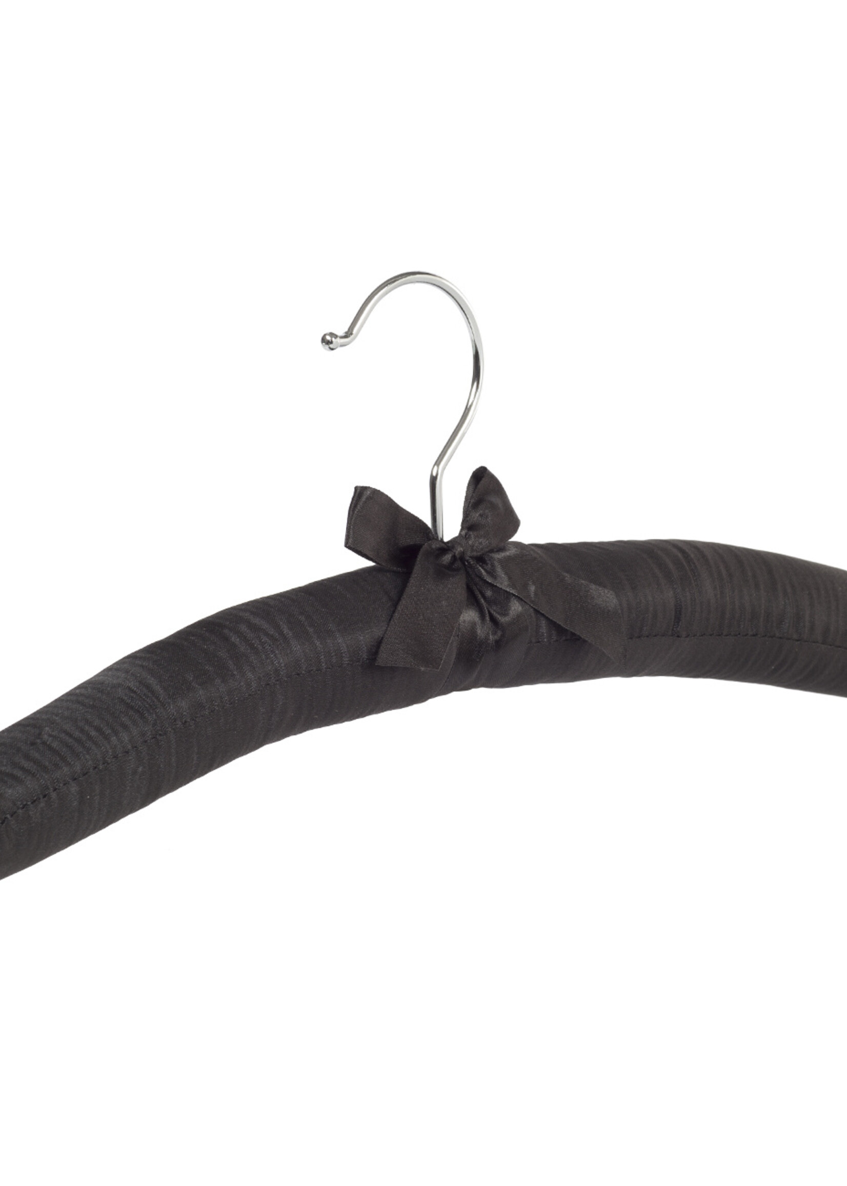 Kledinghanger - Satijnhanger - Volwassenen - 5103 - 50 Stuks - Blousehanger - Shirthanger - Satijn - Zwart - Chromehaak - 38 cm - Kleerhanger