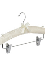 Knijperhanger - Satijnhanger - Volwassenen - 5104 - 10 Stuks - Ivoor - Creme - Verschuifbare Anti-slip knijpers - Chromehaak - 38 cm - Rokhanger - Broekhanger - Pantalonhanger