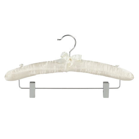 Knijperhanger - Satijnhanger - Volwassenen - 5104 - 20 Stuks - Ivoor - Creme - Verschuifbare Anti-slip knijpers - Chromehaak - 38 cm - Rokhanger - Broekhanger - Pantalonhanger