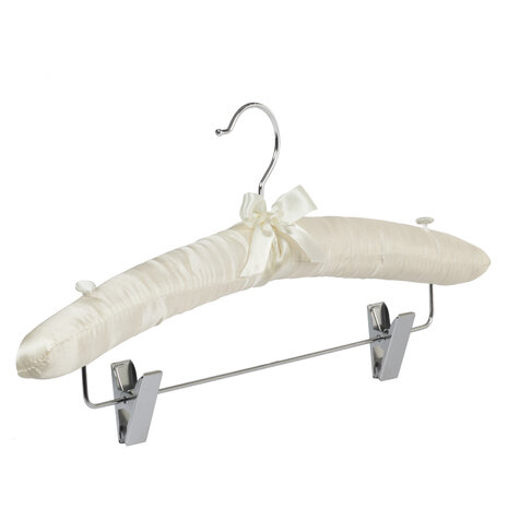 Knijperhanger - Satijnhanger - Volwassenen - 5104 - 30 Stuks - Ivoor - Creme - Verschuifbare Anti-slip knijpers - Chromehaak - 38 cm - Rokhanger - Broekhanger - Pantalonhanger