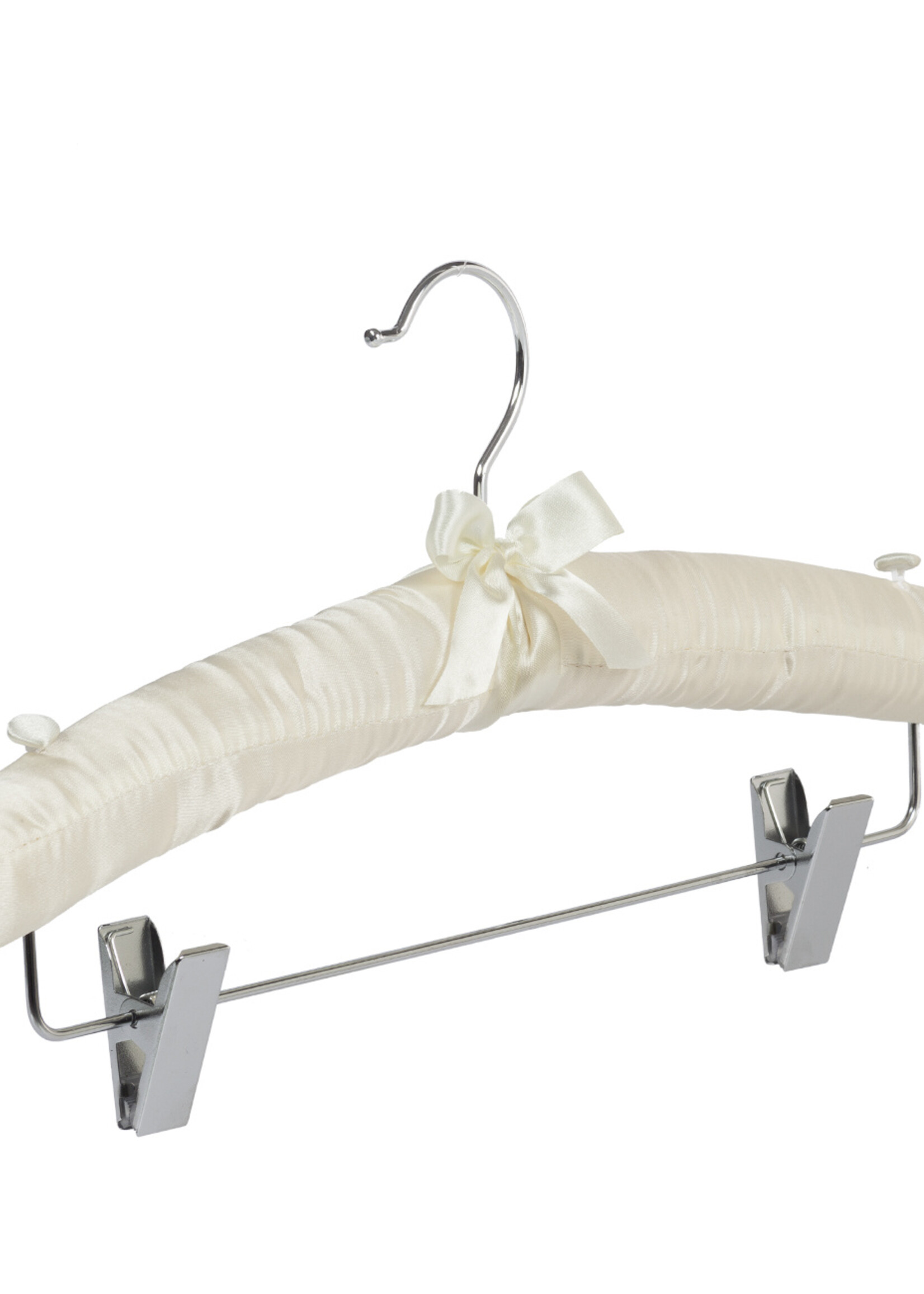Knijperhanger - Satijnhanger - Volwassenen - 5104 - 40 Stuks - Ivoor - Creme - Verschuifbare Anti-slip knijpers - Chromehaak - 38 cm - Rokhanger - Broekhanger - Pantalonhanger