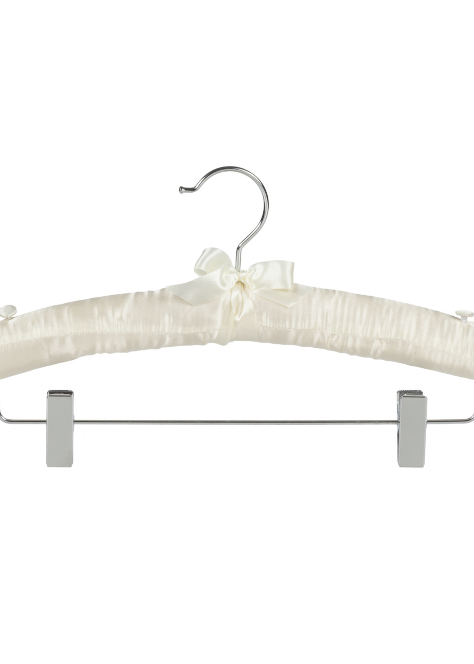 Knijperhanger - Satijnhanger - Volwassenen - 5104 - 40 Stuks - Ivoor - Creme - Verschuifbare Anti-slip knijpers - Chromehaak - 38 cm - Rokhanger - Broekhanger - Pantalonhanger
