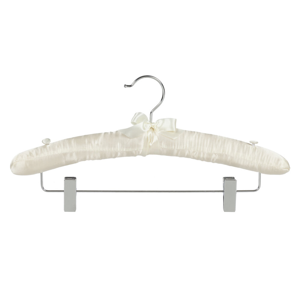 Knijperhanger - Satijnhanger - Volwassenen - 5104 - 50 Stuks - Ivoor - Creme - Verschuifbare Anti-slip knijpers - Chromehaak - 38 cm - Rokhanger - Broekhanger - Pantalonhanger