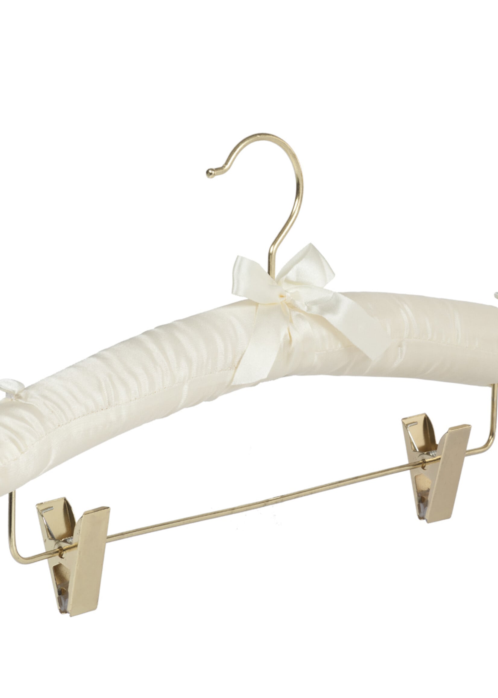Knijperhanger - Satijnhanger - Volwassenen - 5105 - 10 Stuks - Ivoor - Creme - Verschuifbare Anti-slip knijpers - Messinghaak - 38 cm - Rokhanger - Broekhanger - Pantalonhanger