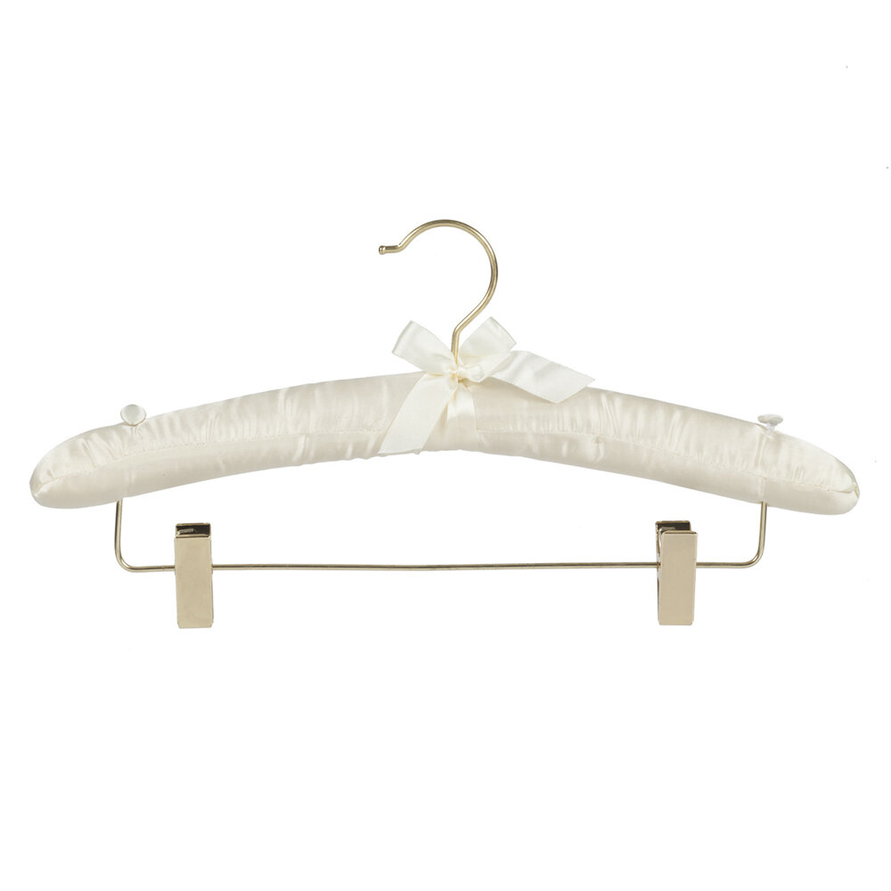 Knijperhanger - Satijnhanger - Volwassenen - 5105 - 30 Stuks - Ivoor - Creme - Verschuifbare Anti-slip knijpers - Messinghaak - 38 cm - Rokhanger - Broekhanger - Pantalonhanger