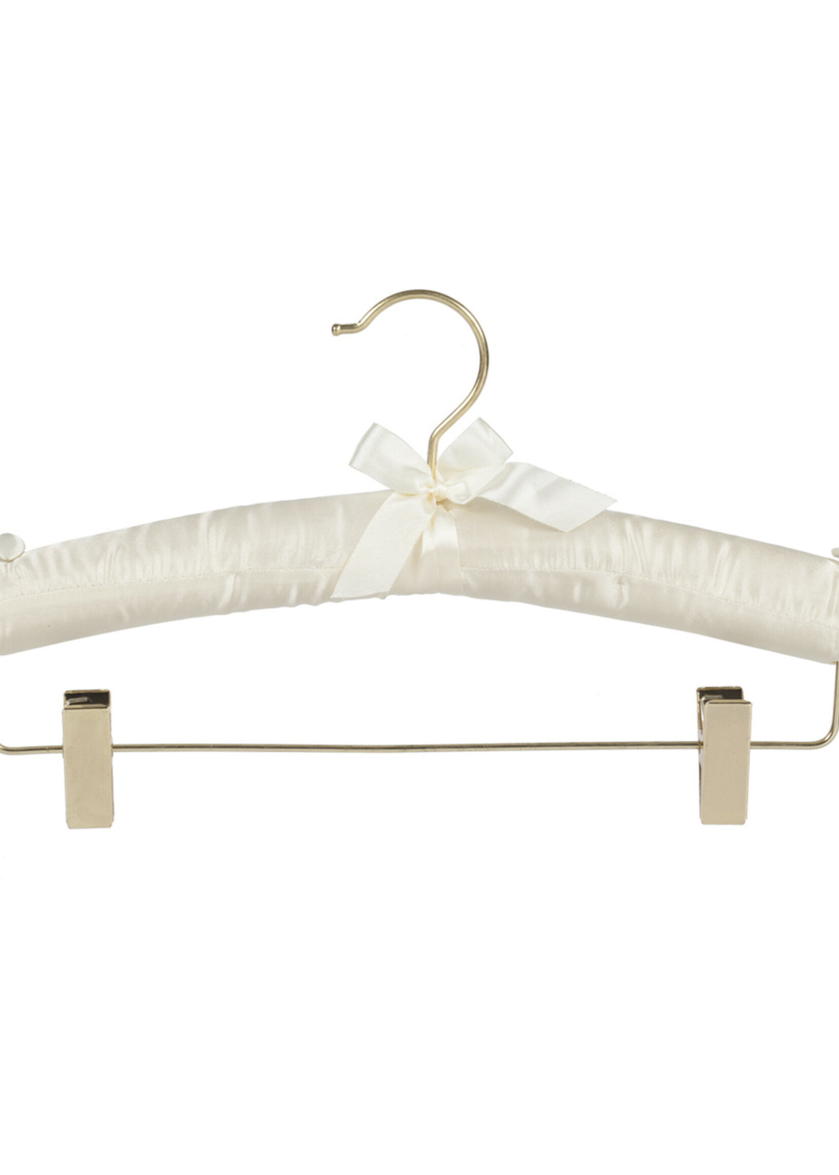 Knijperhanger - Satijnhanger - Volwassenen - 5105 - 30 Stuks - Ivoor - Creme - Verschuifbare Anti-slip knijpers - Messinghaak - 38 cm - Rokhanger - Broekhanger - Pantalonhanger