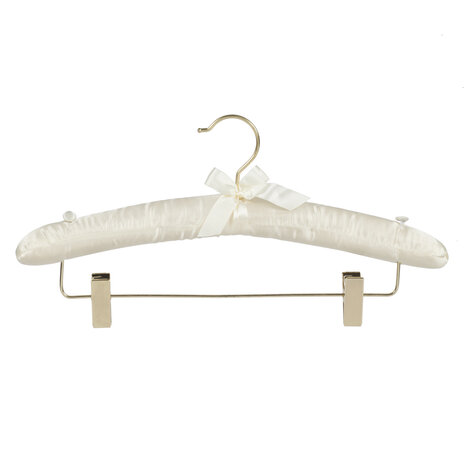 Knijperhanger - Satijnhanger - Volwassenen - 5105 - 40 Stuks - Ivoor - Creme - Verschuifbare Anti-slip knijpers - Messinghaak - 38 cm - Rokhanger - Broekhanger - Pantalonhanger