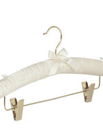 Knijperhanger - Satijnhanger - Volwassenen - 5105 - 50 Stuks - Ivoor - Creme - Verschuifbare Anti-slip knijpers - Messinghaak - 38 cm - Rokhanger - Broekhanger - Pantalonhanger