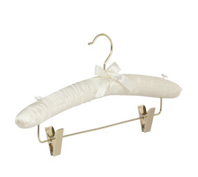 Knijperhanger - Satijnhanger - Volwassenen - 5105 - 50 Stuks - Ivoor - Creme - Verschuifbare Anti-slip knijpers - Messinghaak - 38 cm - Rokhanger - Broekhanger - Pantalonhanger