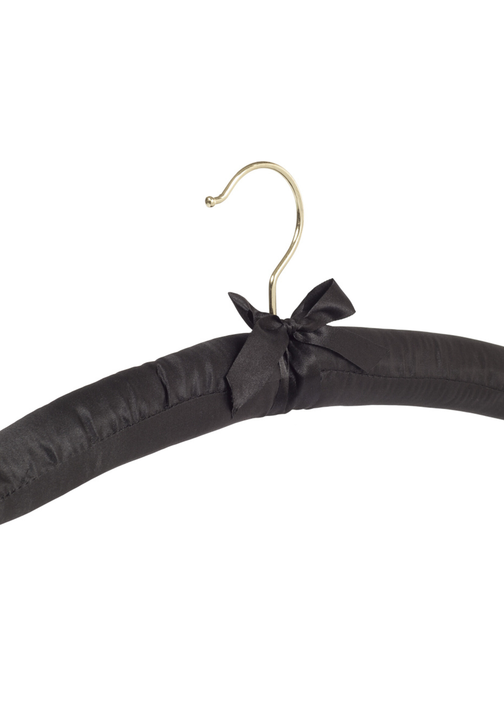 Kledinghanger - Satijnhanger - Volwassenen - 5106 - 20 Stuks - Blousehanger - Shirthanger - Satijn - Zwart - Messinghaak - 38 cm - Kleerhanger