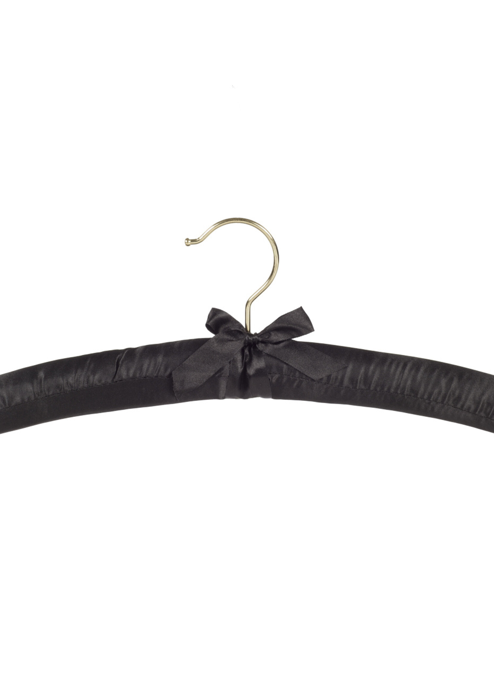 Kledinghanger - Satijnhanger - Volwassenen - 5106 - 20 Stuks - Blousehanger - Shirthanger - Satijn - Zwart - Messinghaak - 38 cm - Kleerhanger