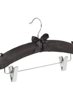 Knijperhanger - Satijnhanger - Volwassenen - 5108 - 10 Stuks - Zwart - Verschuifbare Anti-slip knijpers - Chromehaak - 38 cm - Rokhanger - Broekhanger - Pantalonhanger