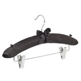 Knijperhanger - Satijnhanger - Volwassenen - 5108 - 10 Stuks - Zwart - Verschuifbare Anti-slip knijpers - Chromehaak - 38 cm - Rokhanger - Broekhanger - Pantalonhanger