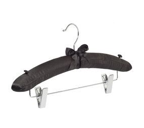 Knijperhanger - Satijnhanger - Volwassenen - 5108 - 20 Stuks - Zwart - Verschuifbare Anti-slip knijpers - Chromehaak - 38 cm - Rokhanger - Broekhanger - Pantalonhanger