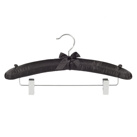 Knijperhanger - Satijnhanger - Volwassenen - 5108 - 20 Stuks - Zwart - Verschuifbare Anti-slip knijpers - Chromehaak - 38 cm - Rokhanger - Broekhanger - Pantalonhanger