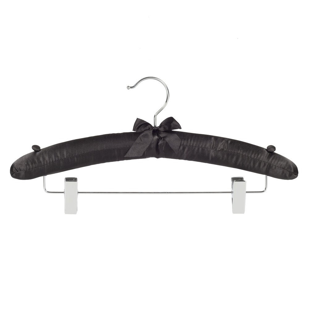 Knijperhanger - Satijnhanger - Volwassenen - 5108 - 30 Stuks - Zwart - Verschuifbare Anti-slip knijpers - Chromehaak - 38 cm - Rokhanger - Broekhanger - Pantalonhanger