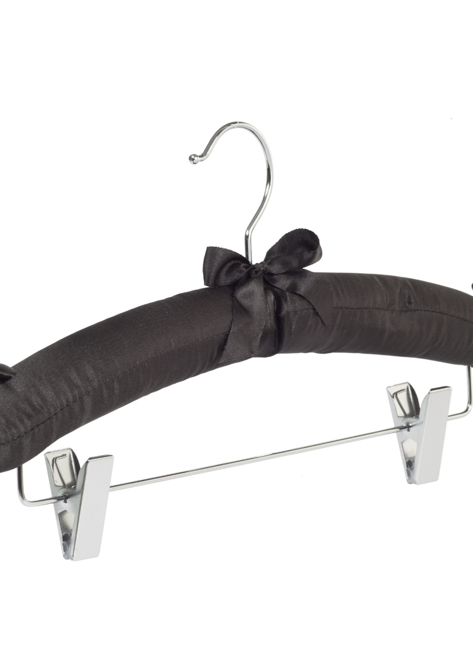 Knijperhanger - Satijnhanger - Volwassenen - 5108 - 50 Stuks - Zwart - Verschuifbare Anti-slip knijpers - Chromehaak - 38 cm - Rokhanger - Broekhanger - Pantalonhanger