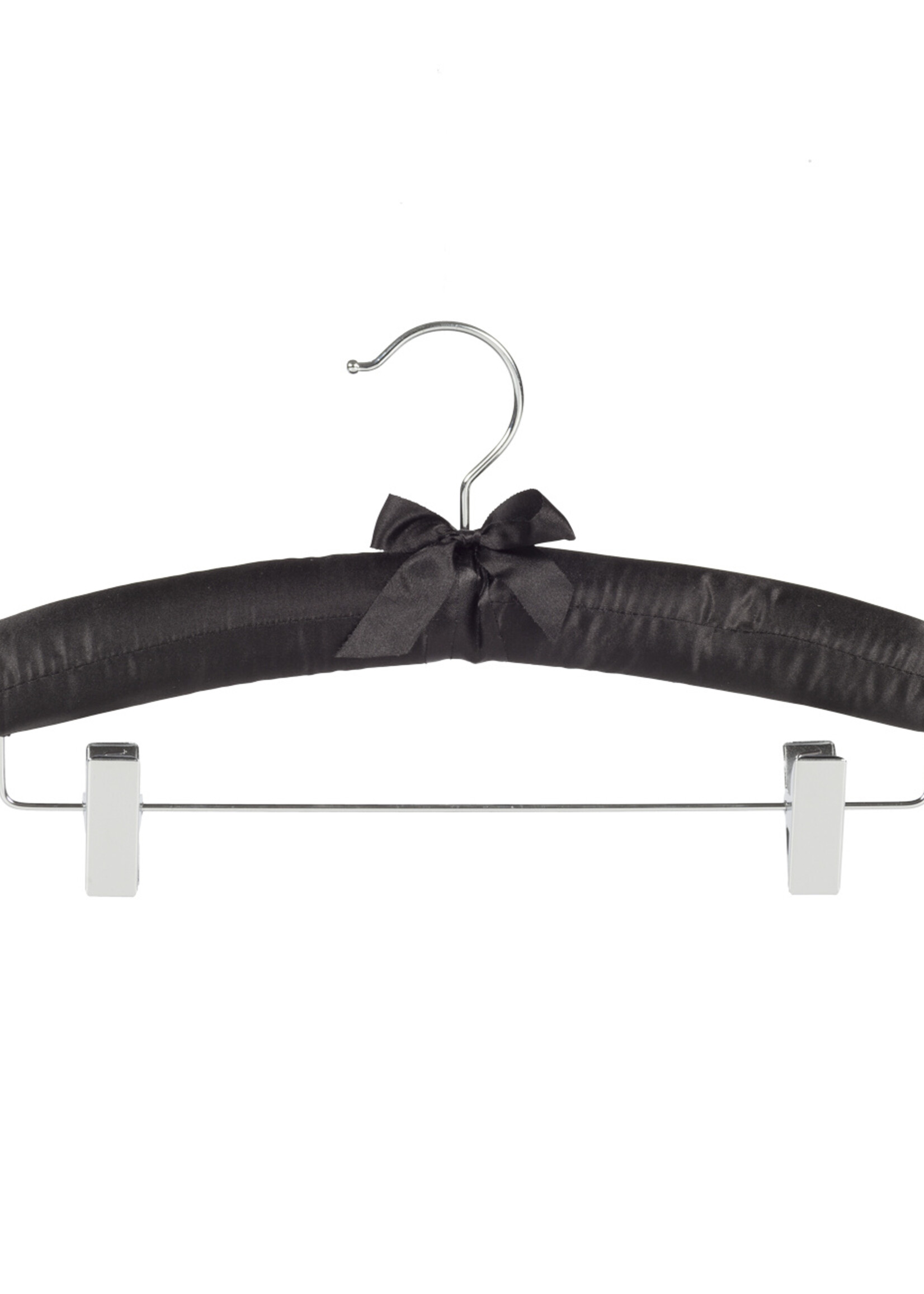 Knijperhanger - Satijnhanger - Volwassenen - 5108 - 50 Stuks - Zwart - Verschuifbare Anti-slip knijpers - Chromehaak - 38 cm - Rokhanger - Broekhanger - Pantalonhanger