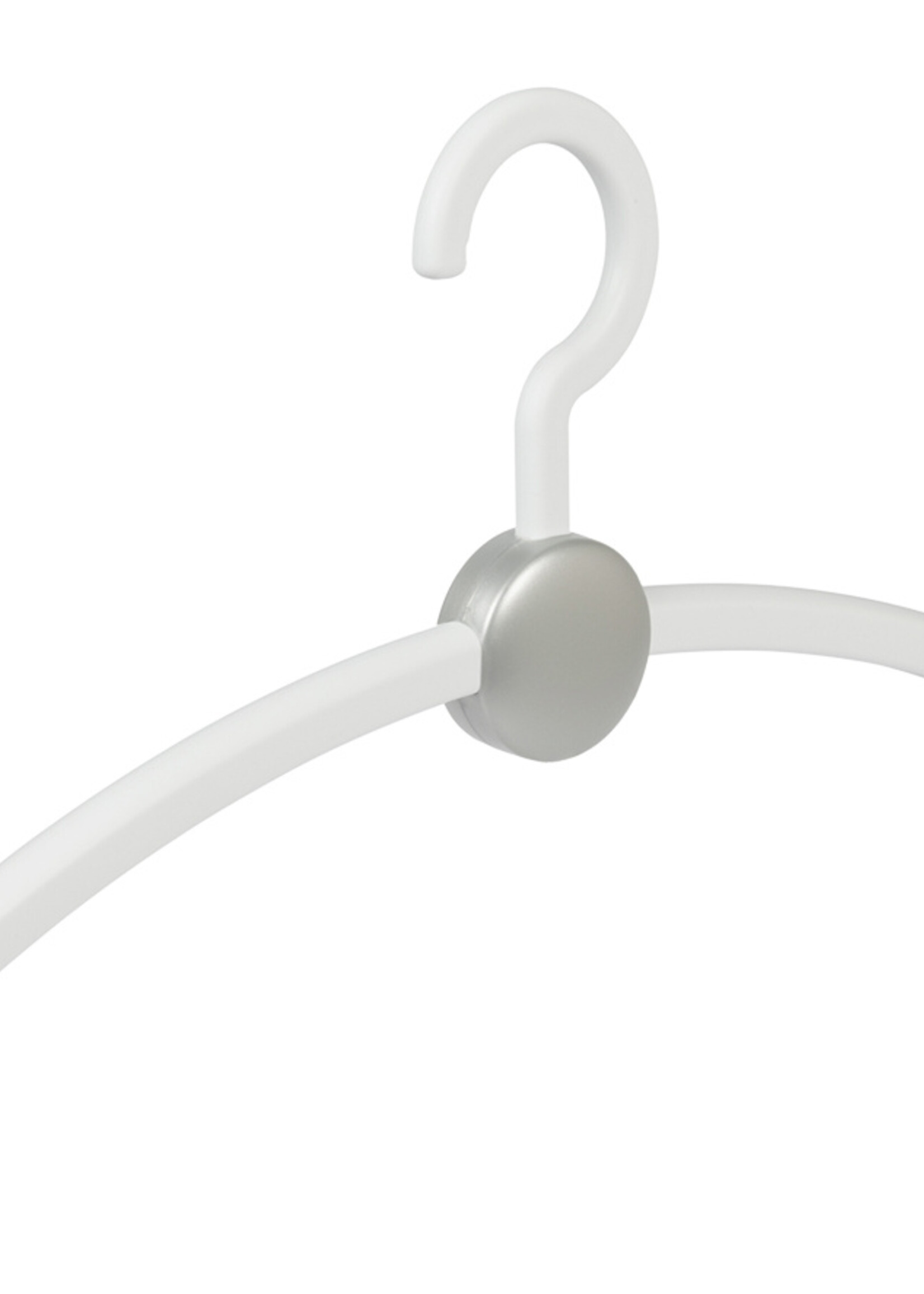Garderobehanger - Jassenhanger - Volwassenen - 708120 - 12 Stuks - Point - Kunststof - Wit - Zilver - 45 cm - Kledinghanger - Kleerhanger